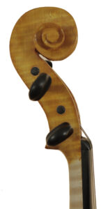 Bass side of scroll of violin called Serendipity